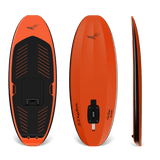 Orange and black efoil profile views with branding on a black background